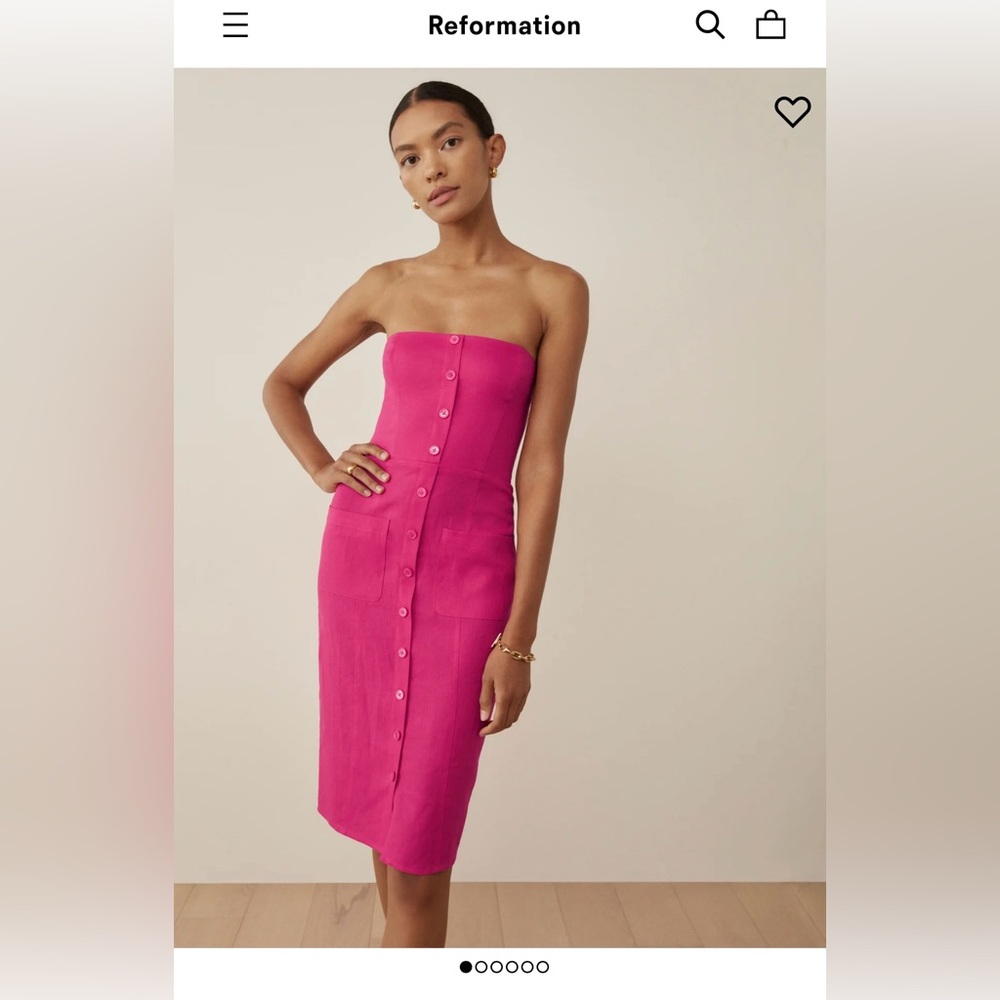 Reformation Prescott Linen Dress, in “Corvette” color (pink), size 4, NWT